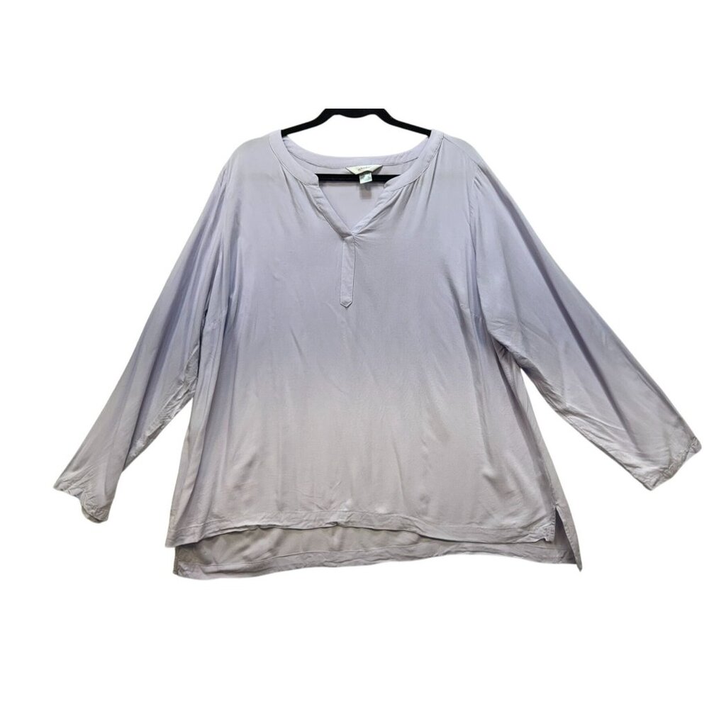 Cj Banks Womens Long Sleeve Top Blouse 1X Lavender Rayon
